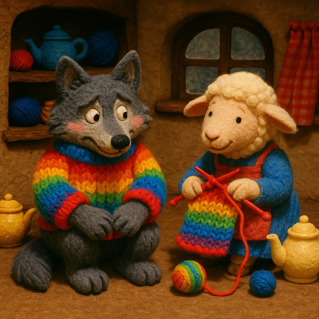 Unlikely Friends: The Wolf and the Knitting Sheep