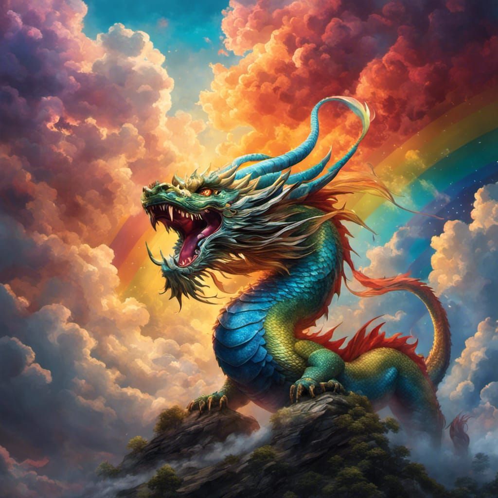 Rainbow heralding dragons ascent  by @Mobot The Egg