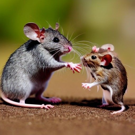 Mouse fighting a rat
