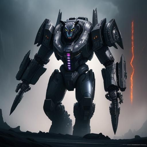 Black Jaguar Mech Warrior with Plasma Blades