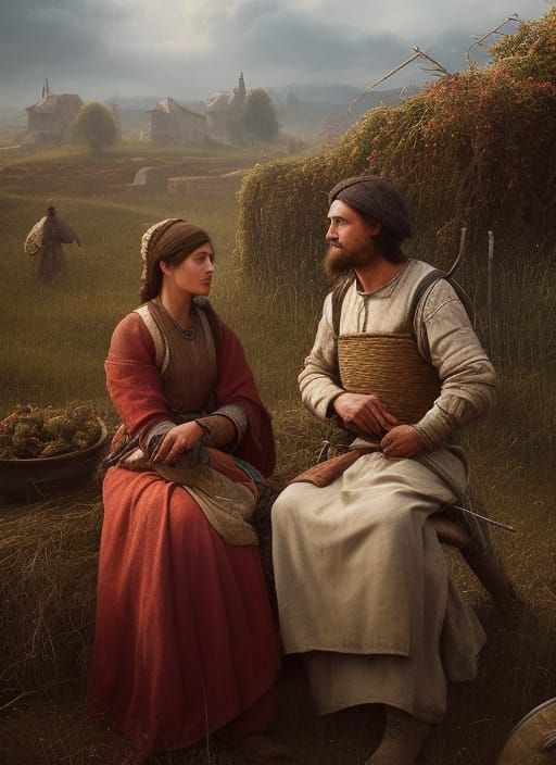 Hard times - Portrait of a medieval peasant couple  by @BitHProd