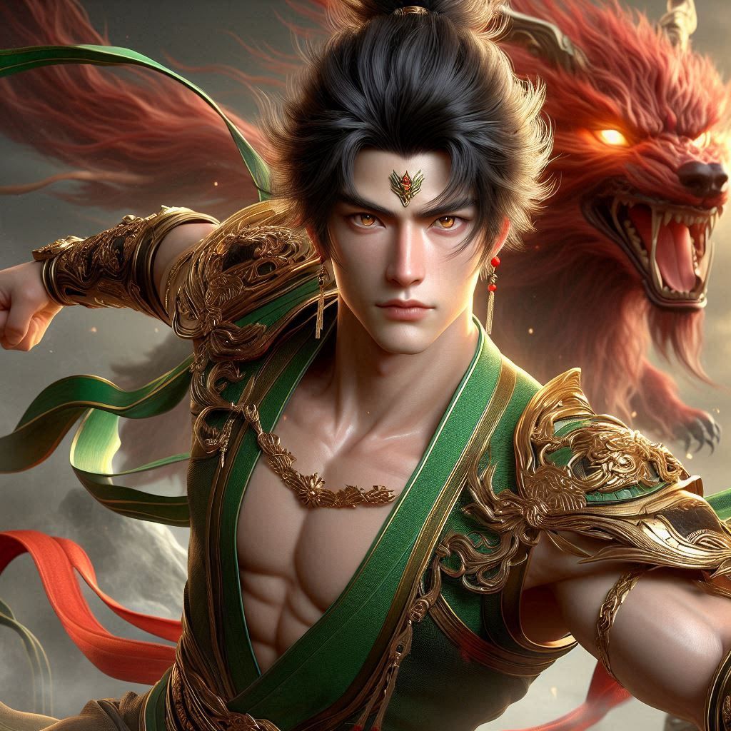 Yang Jian 楊戩 - Erlang Shen 二郎神 and XiaoTian Quan 嘯天犬 - Howli...