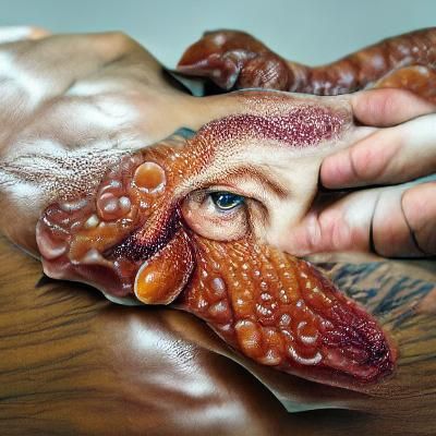 hyperrealism octopus with human skin