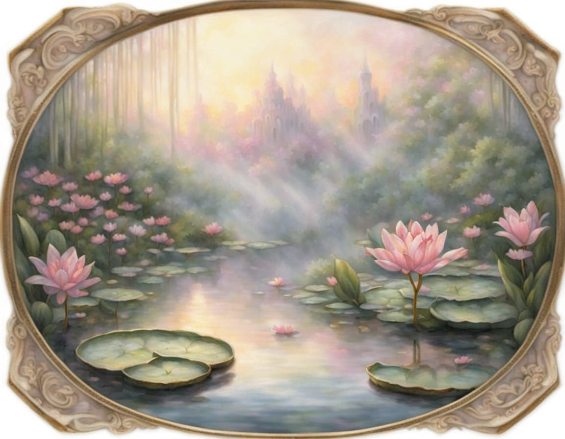 Miniature Pond Inside Glass Box by Kinkade