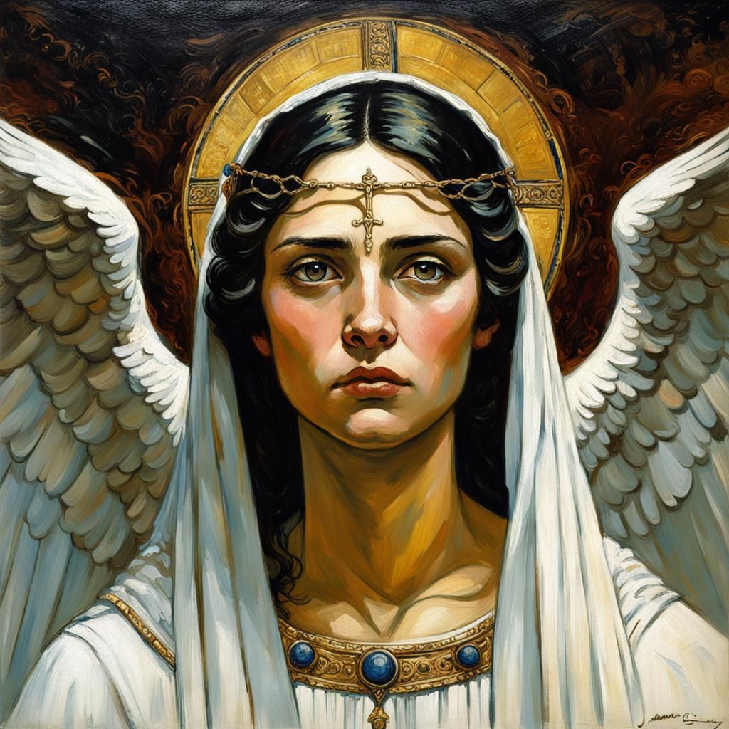 Uma mulher com duas caras, metade de seu rosto retrata ela c...