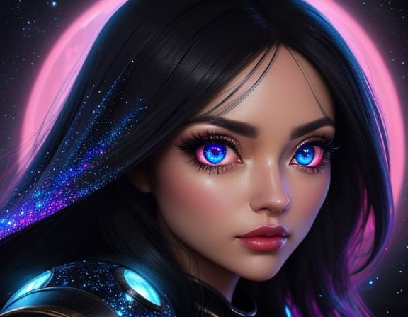 Cute Cosmic Eyes with Sparkling Stars