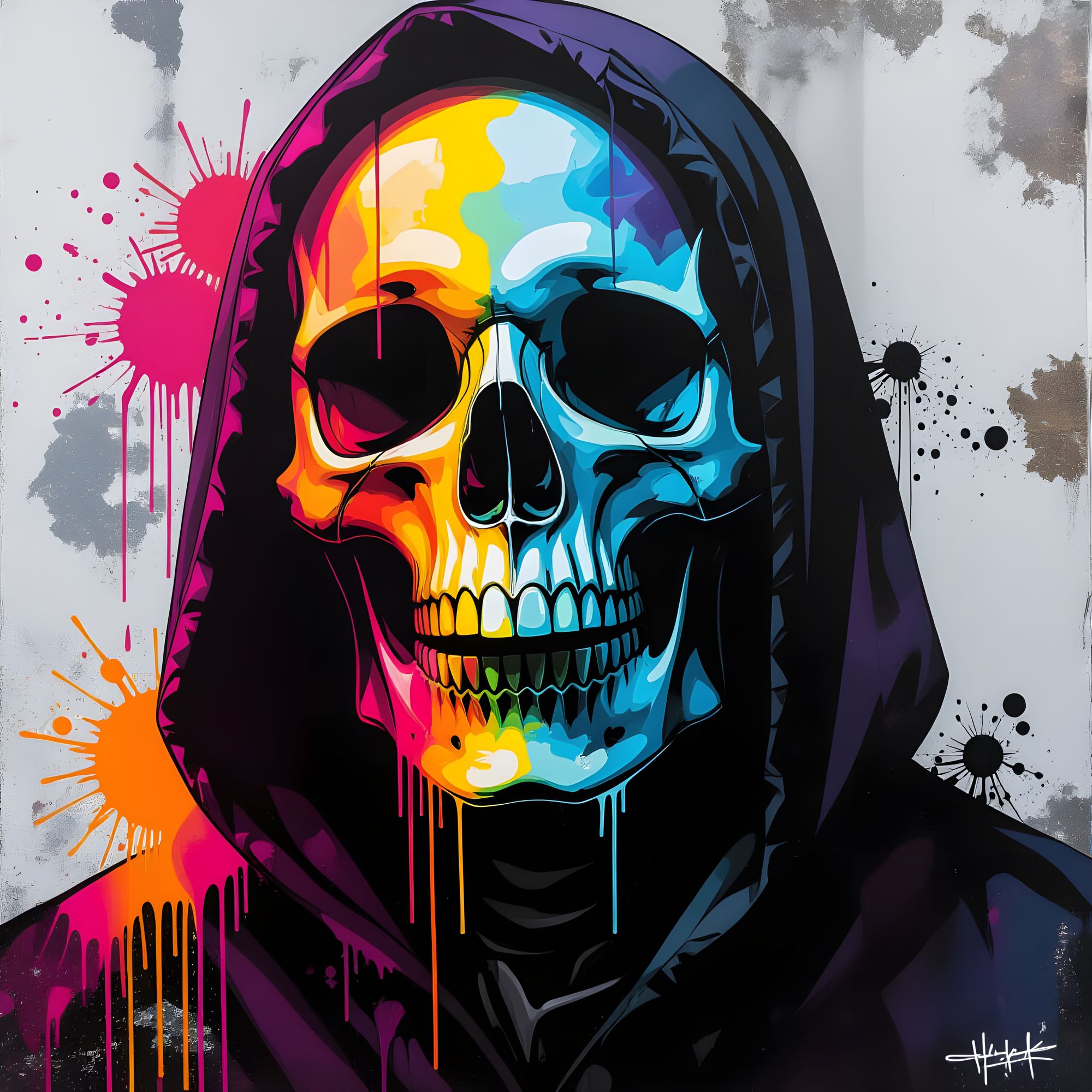 Merge the fractal background behind the skull graphic - Start Image 1