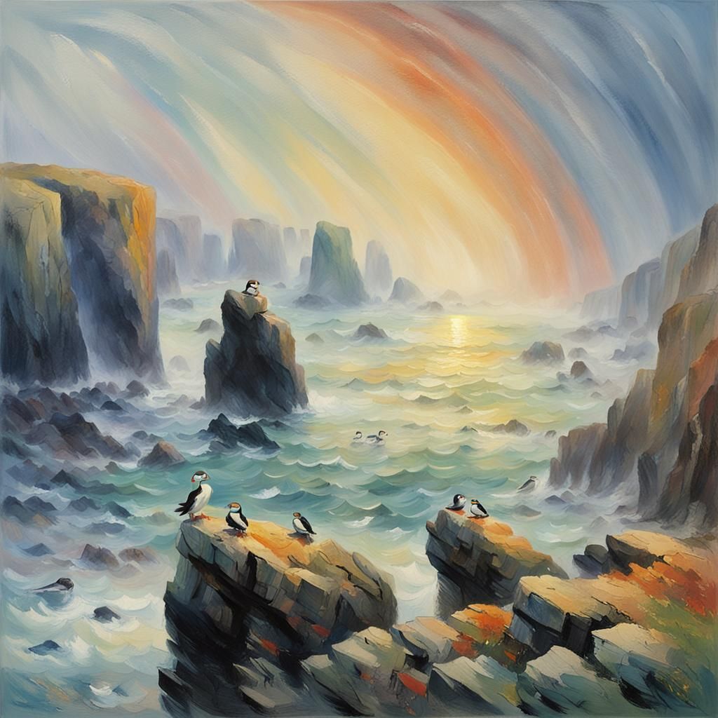 squall with puffins