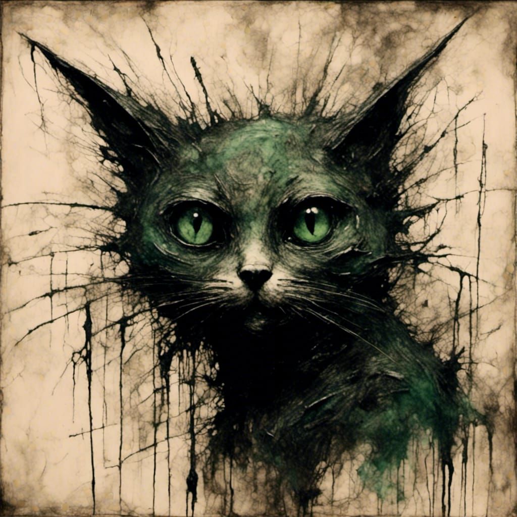  <lora:Psychix:1.0> abstract minimalist cat slug spinach