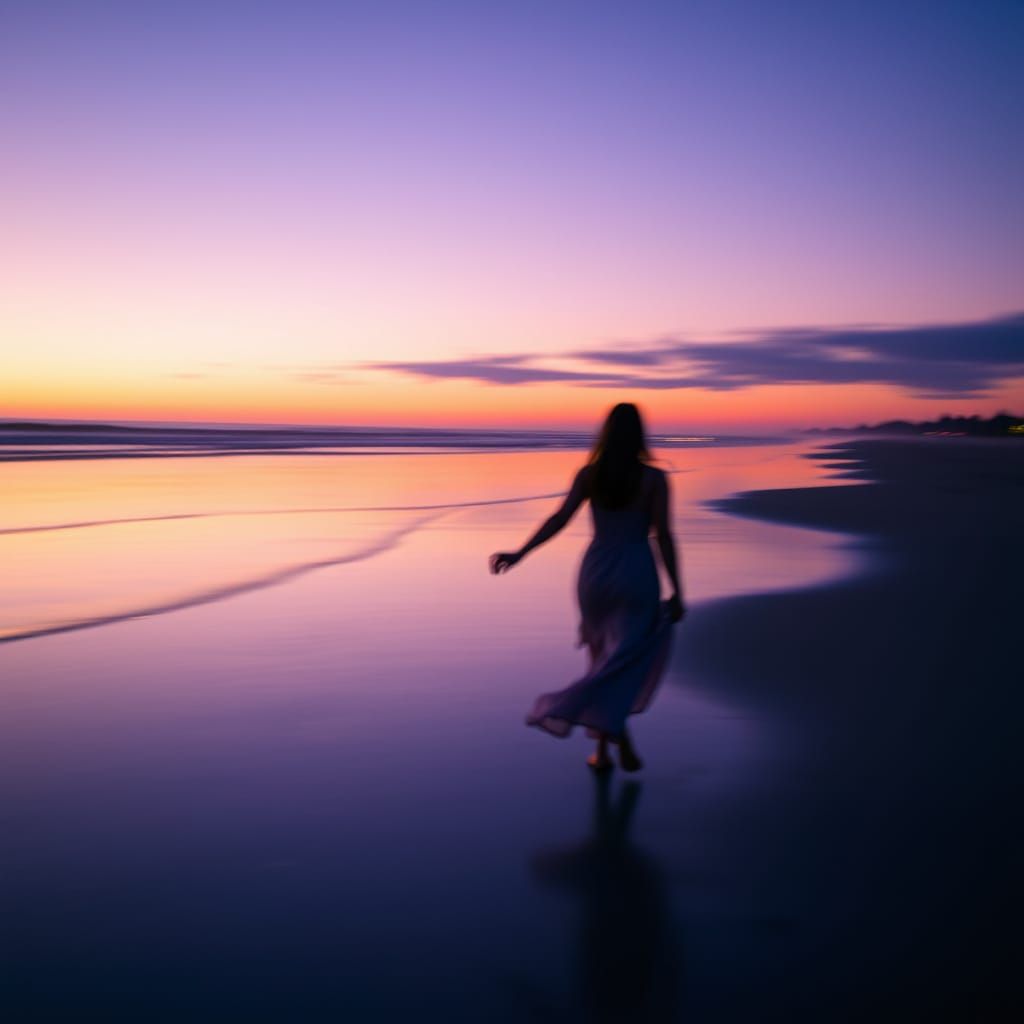 Romantic Twilight Beach Walk: Ethereal Photography
