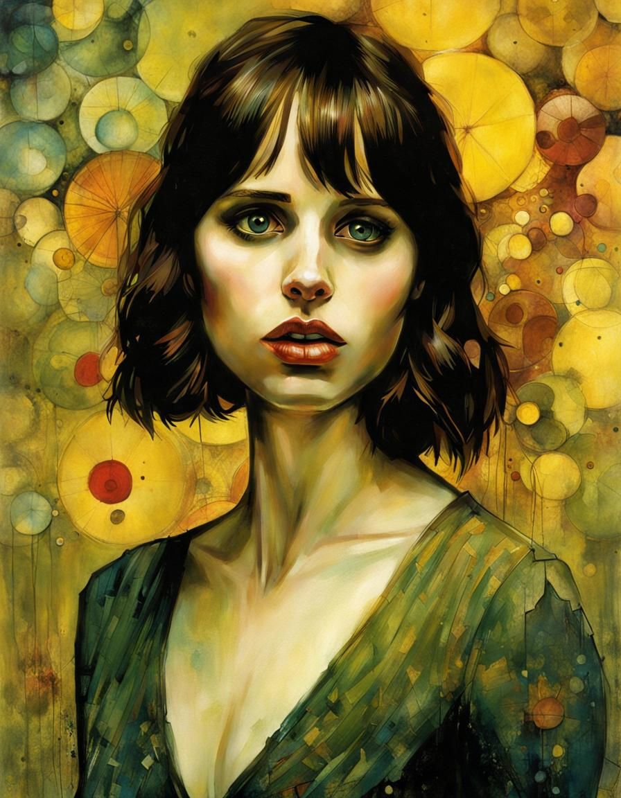 AI portrait influenced by the style of Dave McKean (model portrait