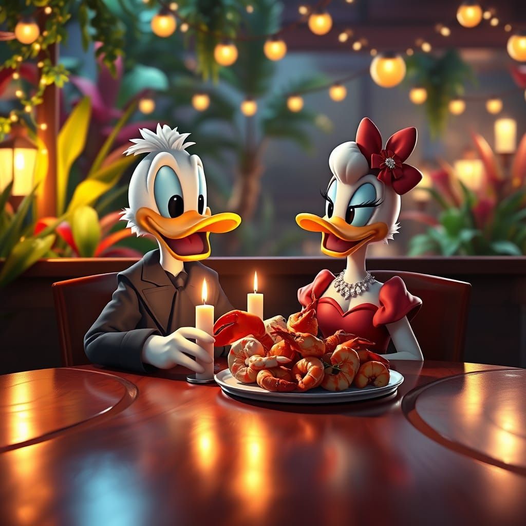 Donald Duck and Daisy eating at Red Lobster for Valentine's Day  by @Hard Boiled Entertainment