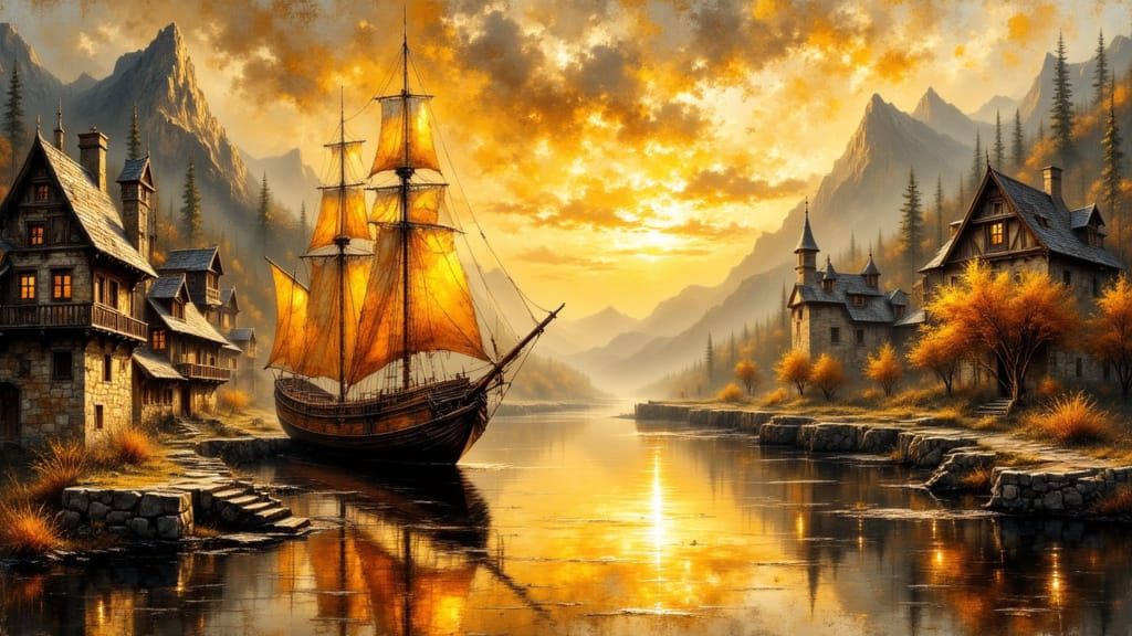 Sunset ship  by @Croc lover