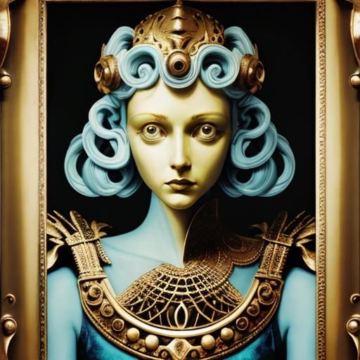 Woman, Weird, Eerie, Beautiful, Delightful, Perfect, Holographic, Mirror, Astral, Cosmic, Prismatic, Red, Gold, Black, W...