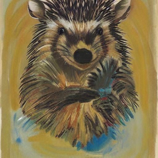 Hedgehog draws a portrait of a moose 
By Zinaida Serebriakov...