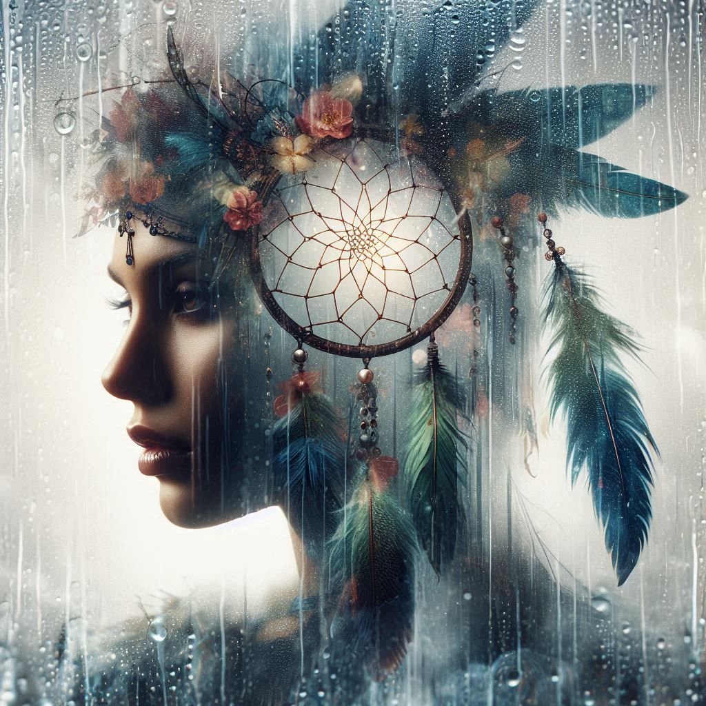 double exposure beautiful fantasy DALL-E 3 portrait landscape..
