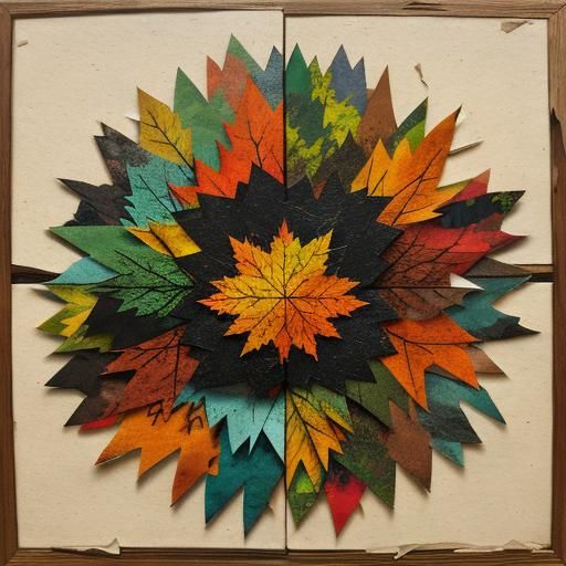 thick torn paper collage art - Autumn