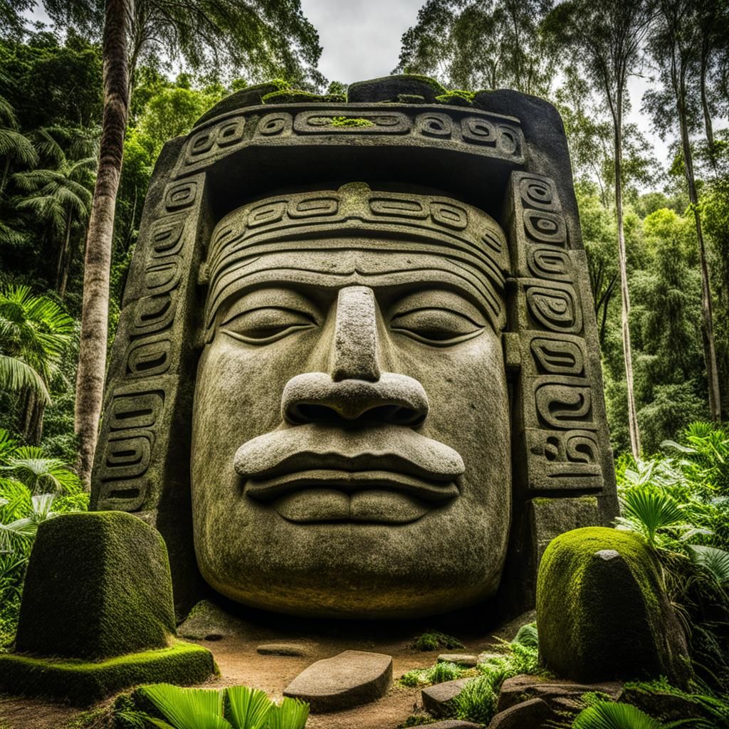 Giant head stone carved by the Olmecs