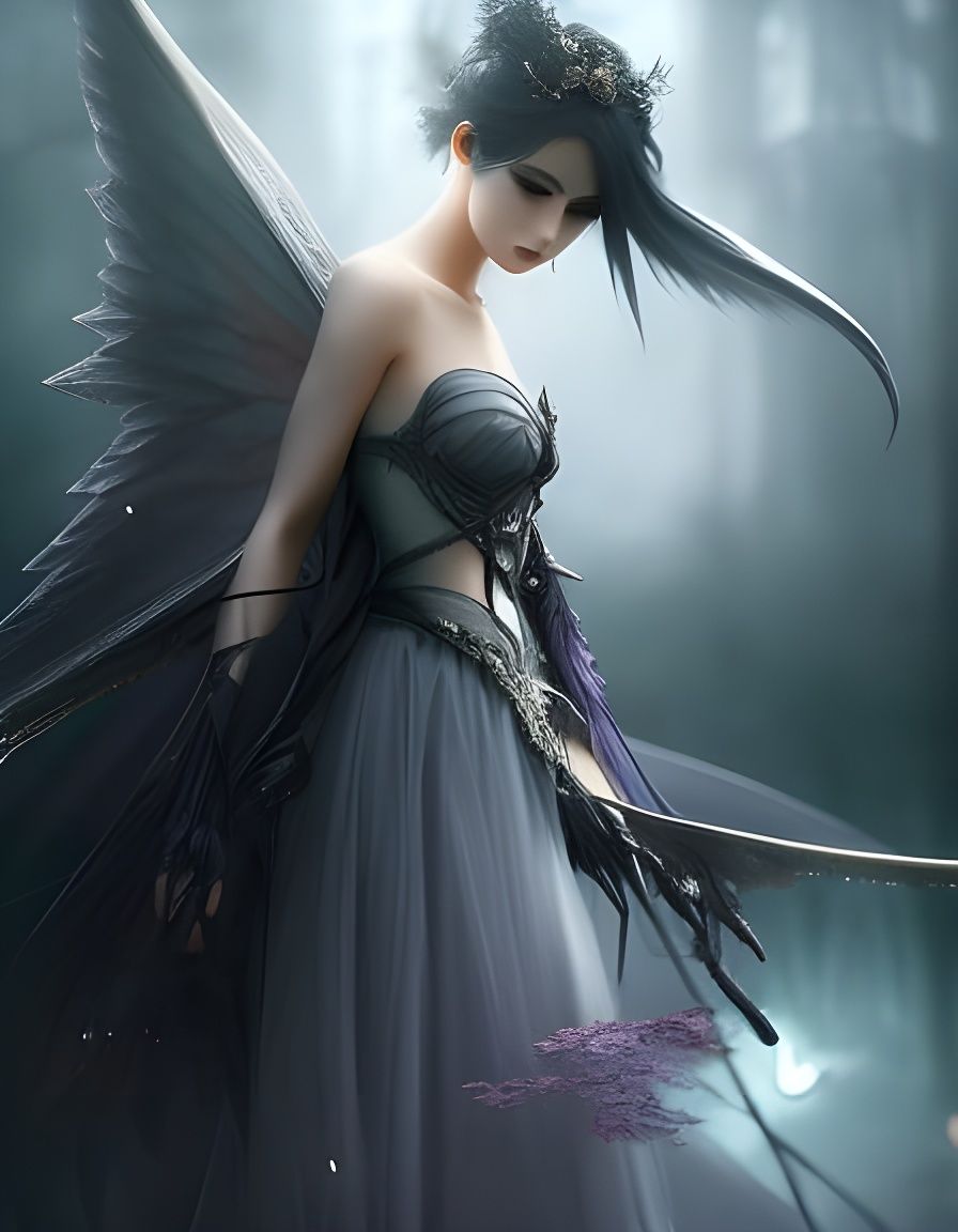 Beautiful gothic black matte fairy elf