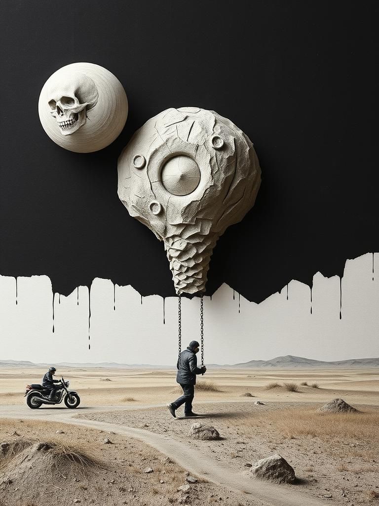 Dadaist Collage: Inverted Illusion with Mixed Media