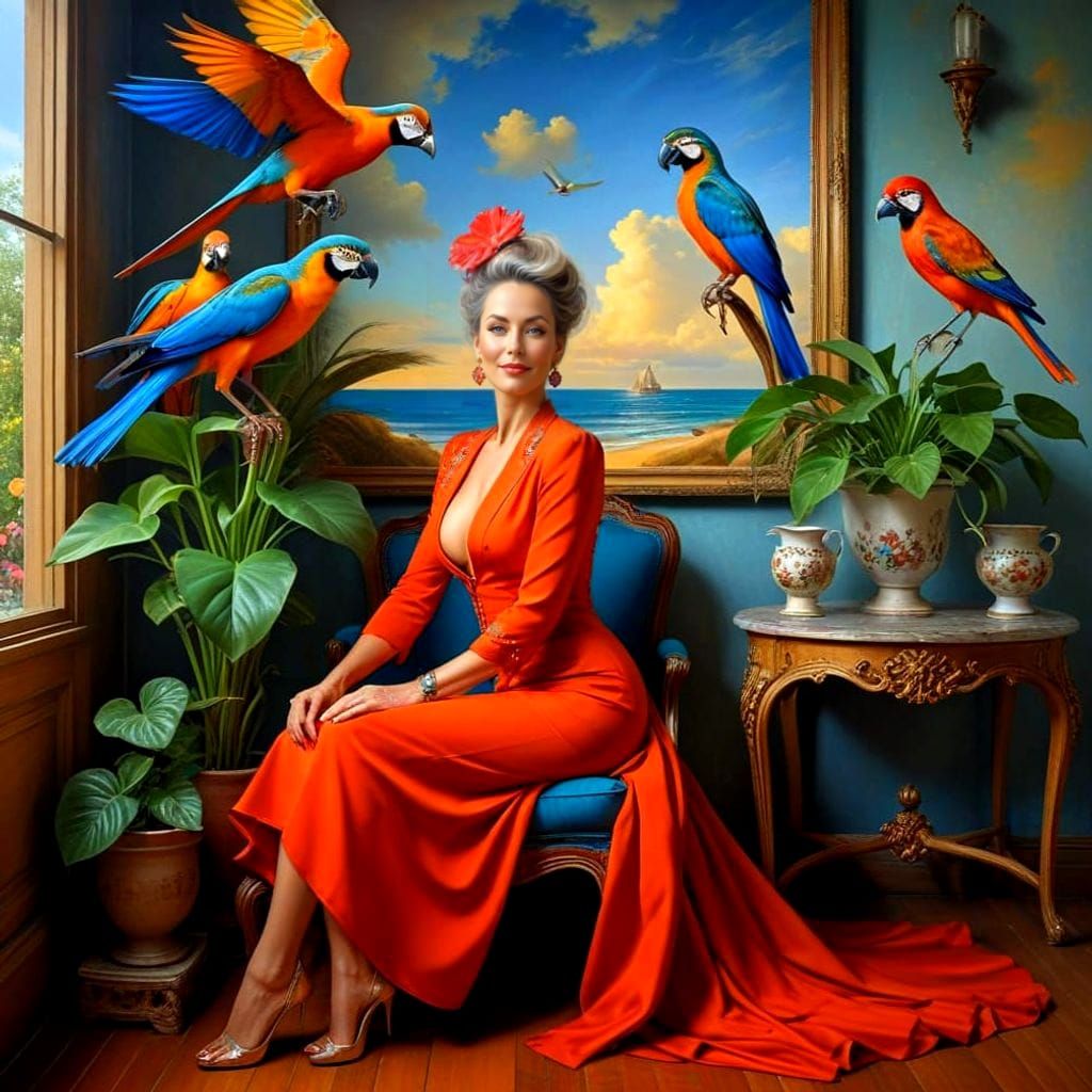 Elegant Lady in Whimsical Surreal Surroundings