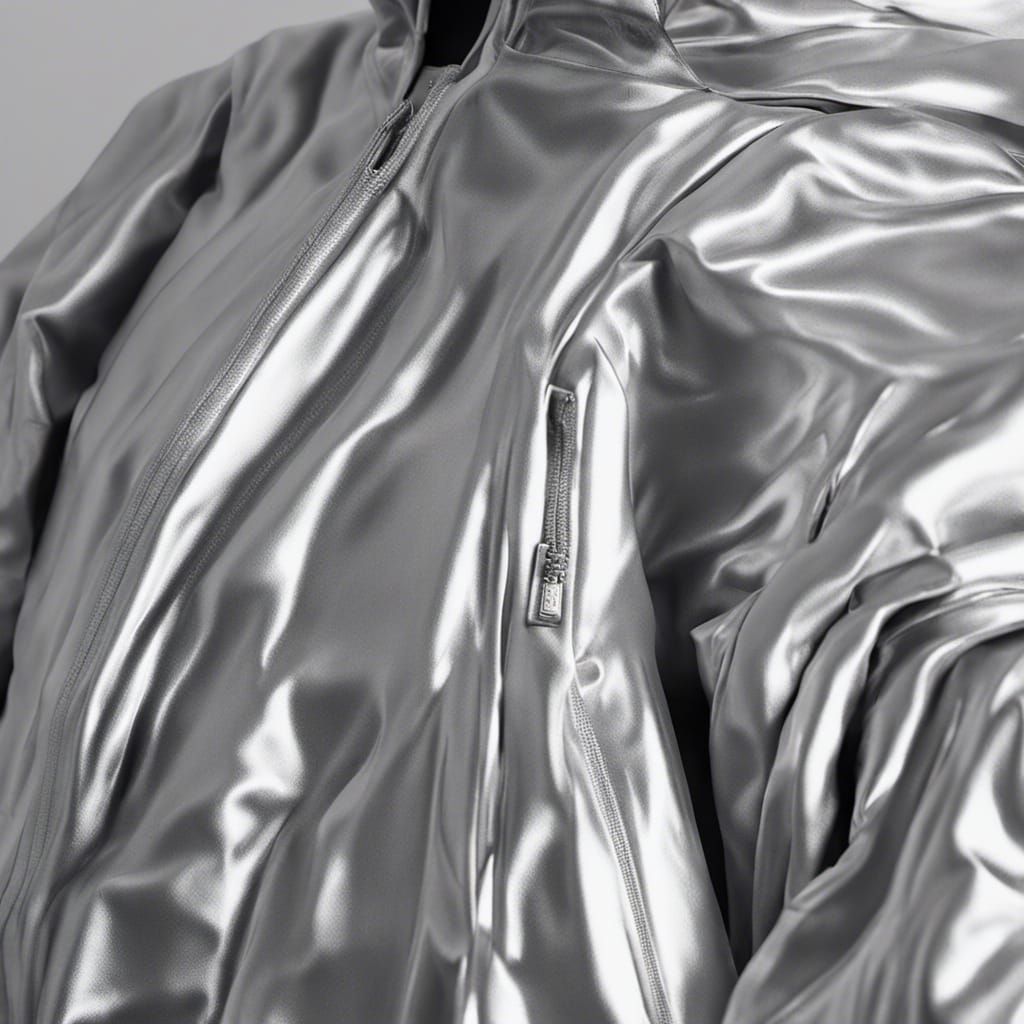 beautiful pleats on a silver adidas jacket on a mannequin