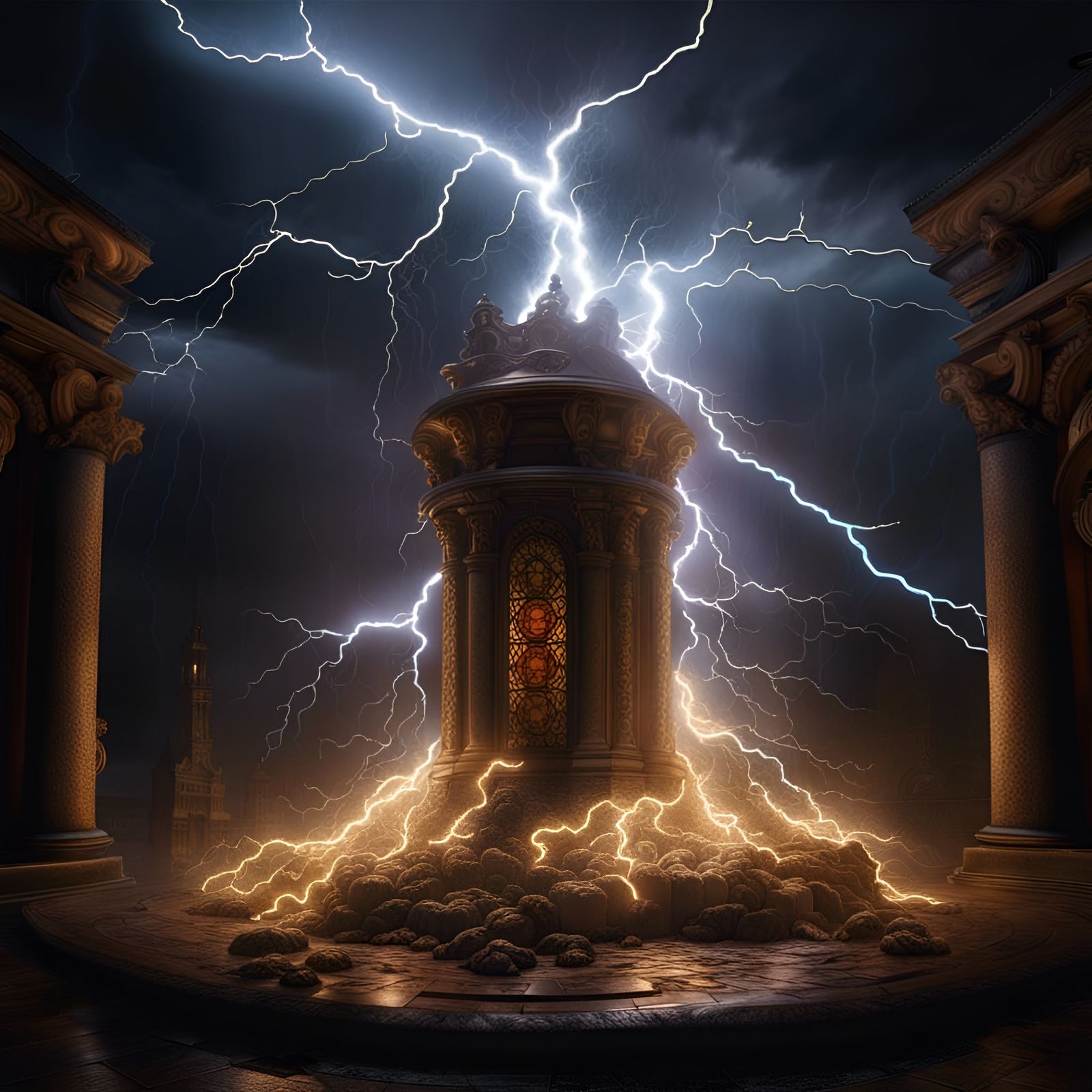 Lightning temple AI Generated Artwork NightCafe Creator