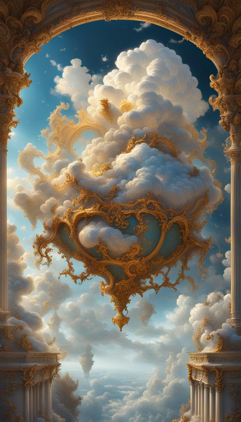 The dream slowly float along the fantasy heavenly cloud to t...