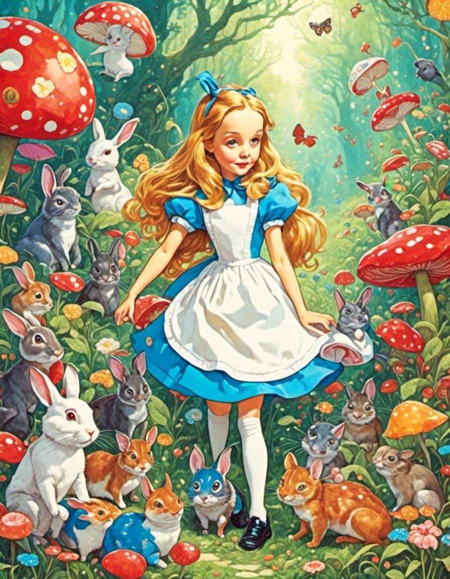Alice in wonderland<lora:Psychedelic:1.0> 