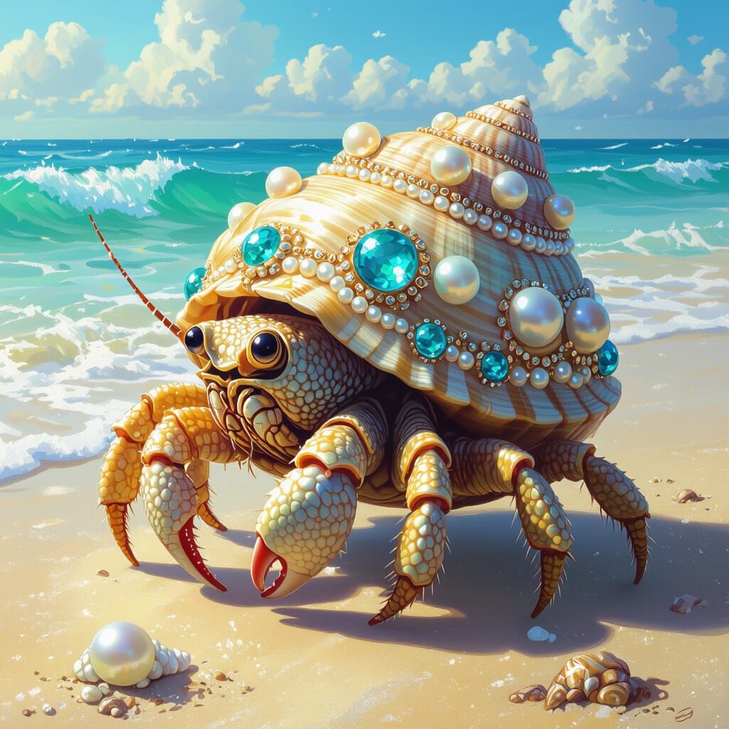 Hermit crab in beautiful elaborate shell on beach   by @RSA2