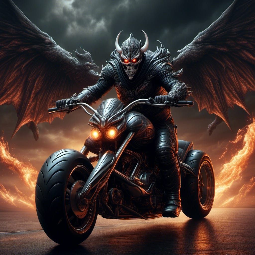 <lora:Jekyll and Hyde:1.0> A wizard riding a futuristic motorcycle.