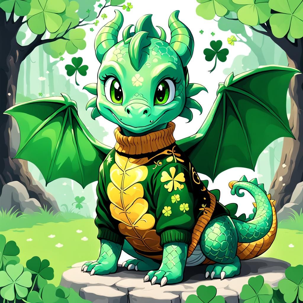 may the dragon wearing a four leaf clover sweater bring you ...
