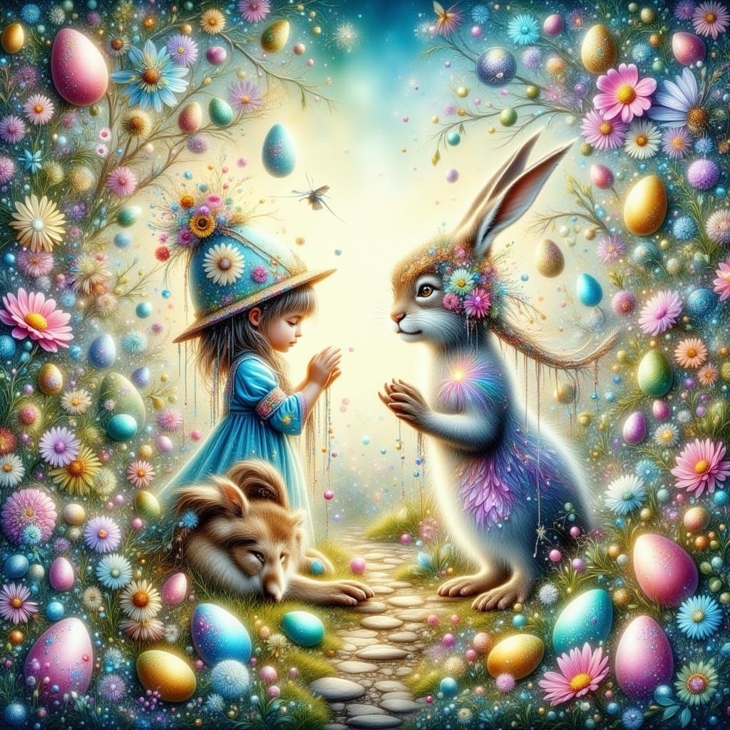 <lora:Cute Vintage flux:1.0> <lora:FiosMysticAura:1.0> An adventurous scene where children and quirky creatures explore a fantastical world ...