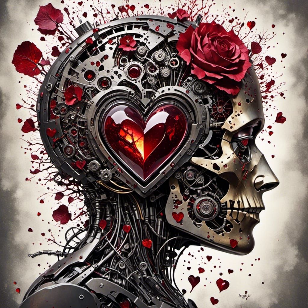 Within a Humanoid's Head inspired by Anatomical illustration<lora:HeartCore:1.0> 