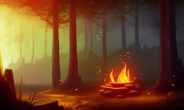 Glowing campfire and fireflies IV - AI Generated Artwork - NightCafe ...