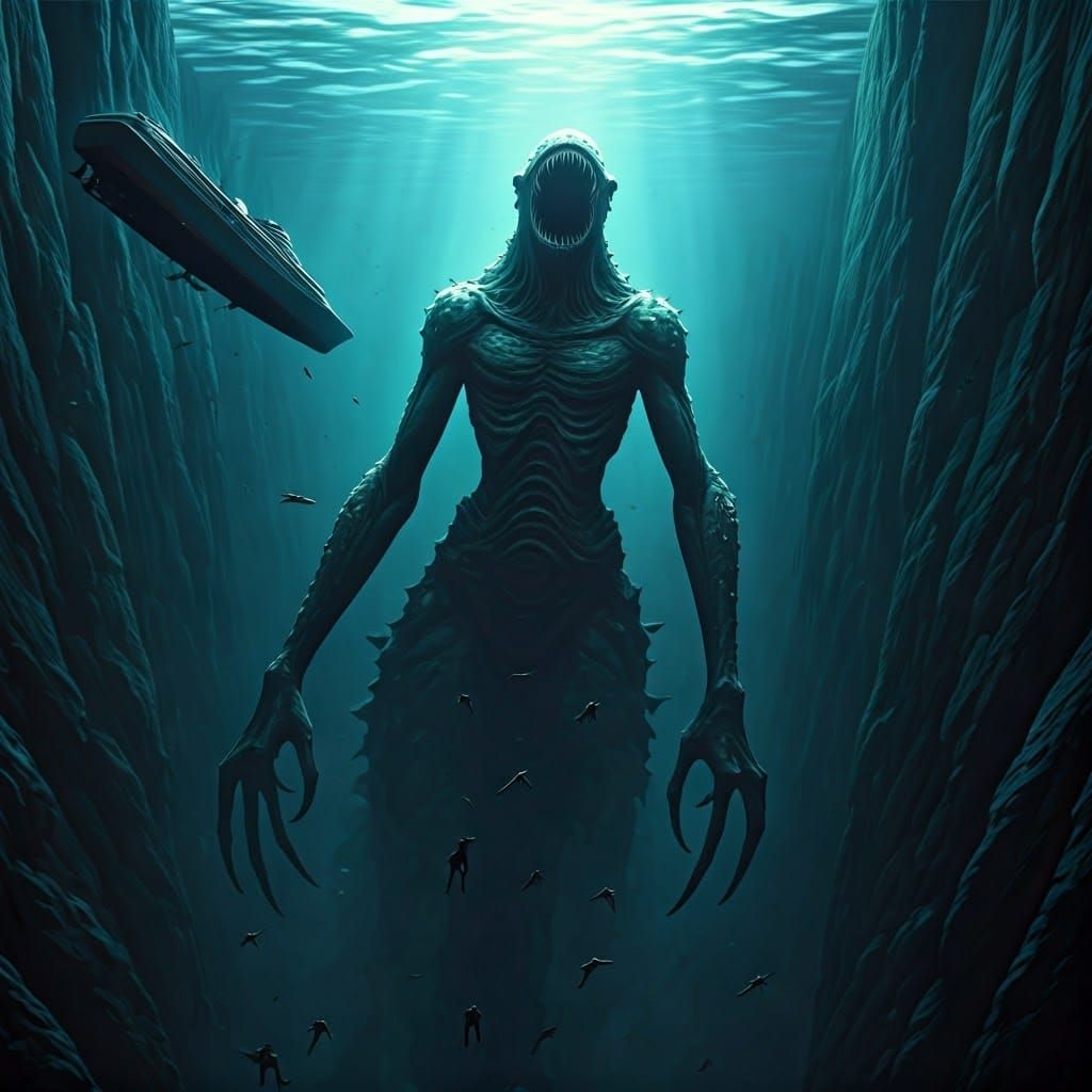 Real world ultimate real world composite photo of NOAA 5/1997 true form 2009 The bloop creature leviathan design inspired by 2009 artist jef...