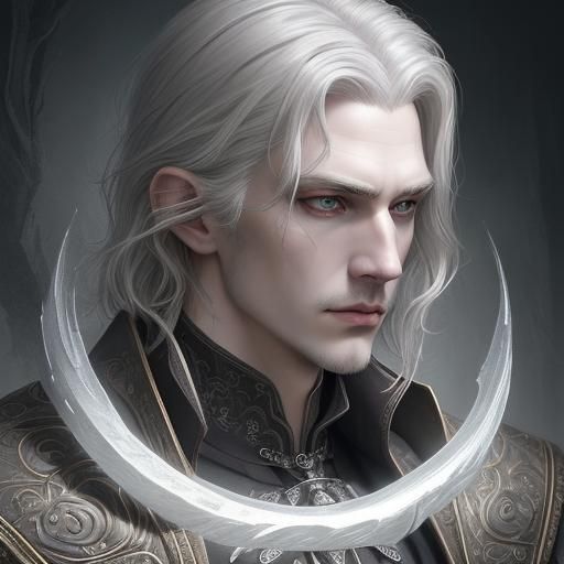 Handsome man, pale skin, grey eyes, nobleman, dark lord, silver blond ...
