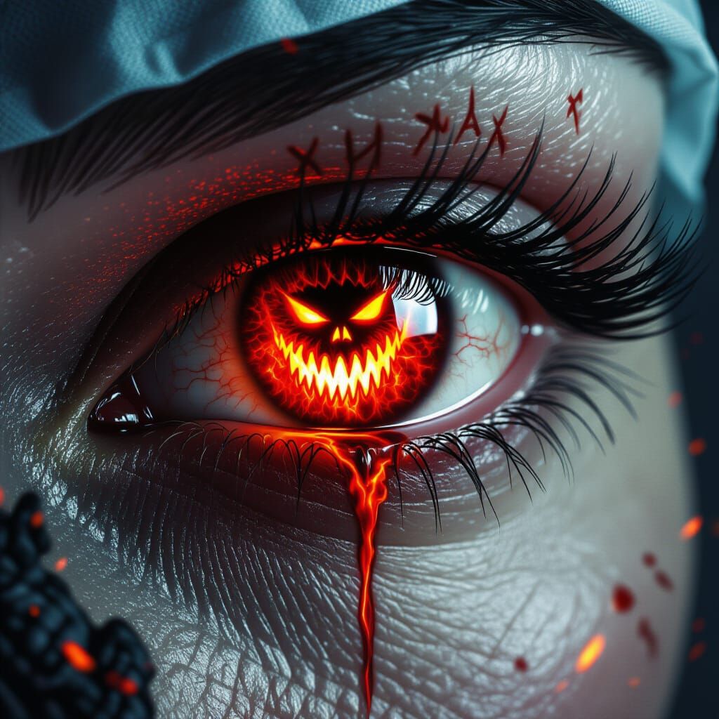 A chilling close-up portrait of an eye