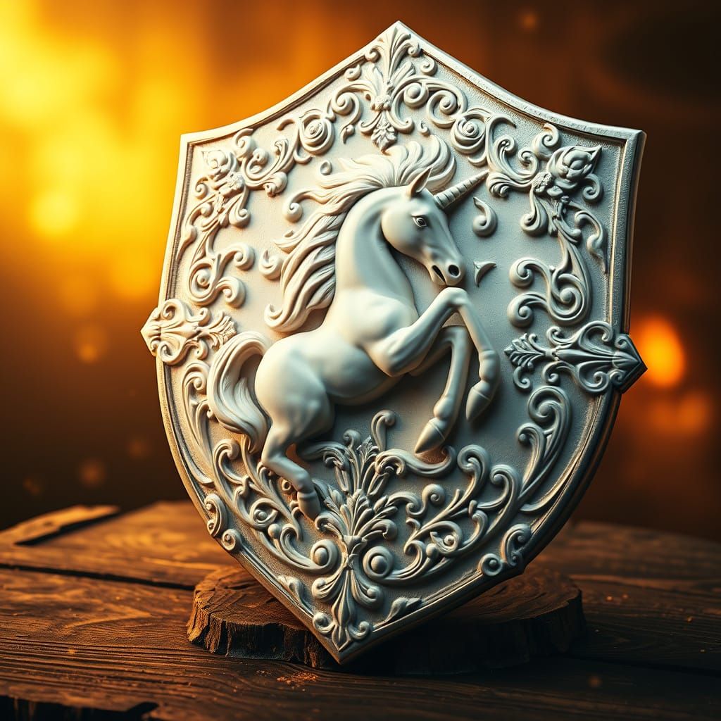 Majestic Unicorn Shield in Celtic Style