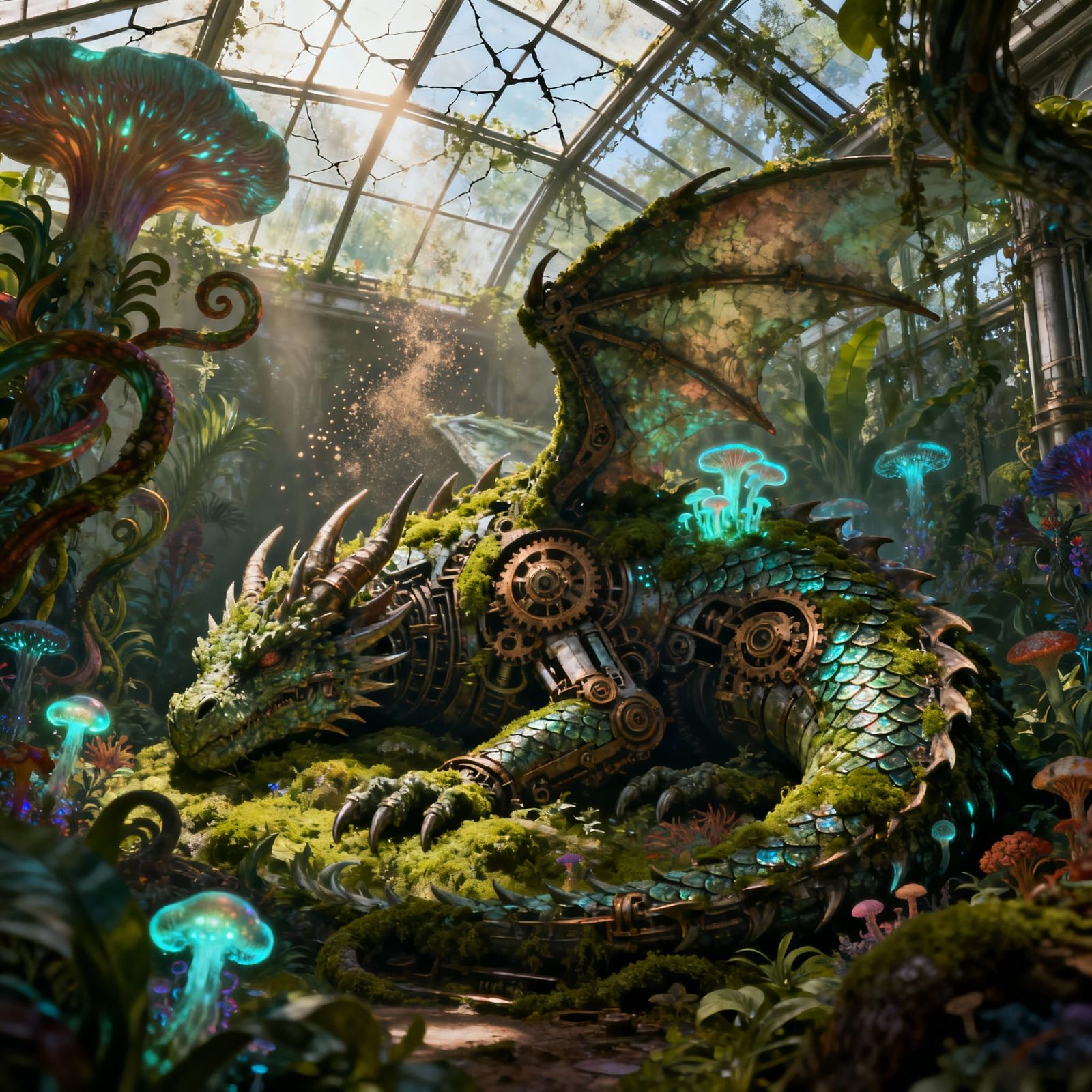 Biomechanical moss covered Dragon  by @BatSimon