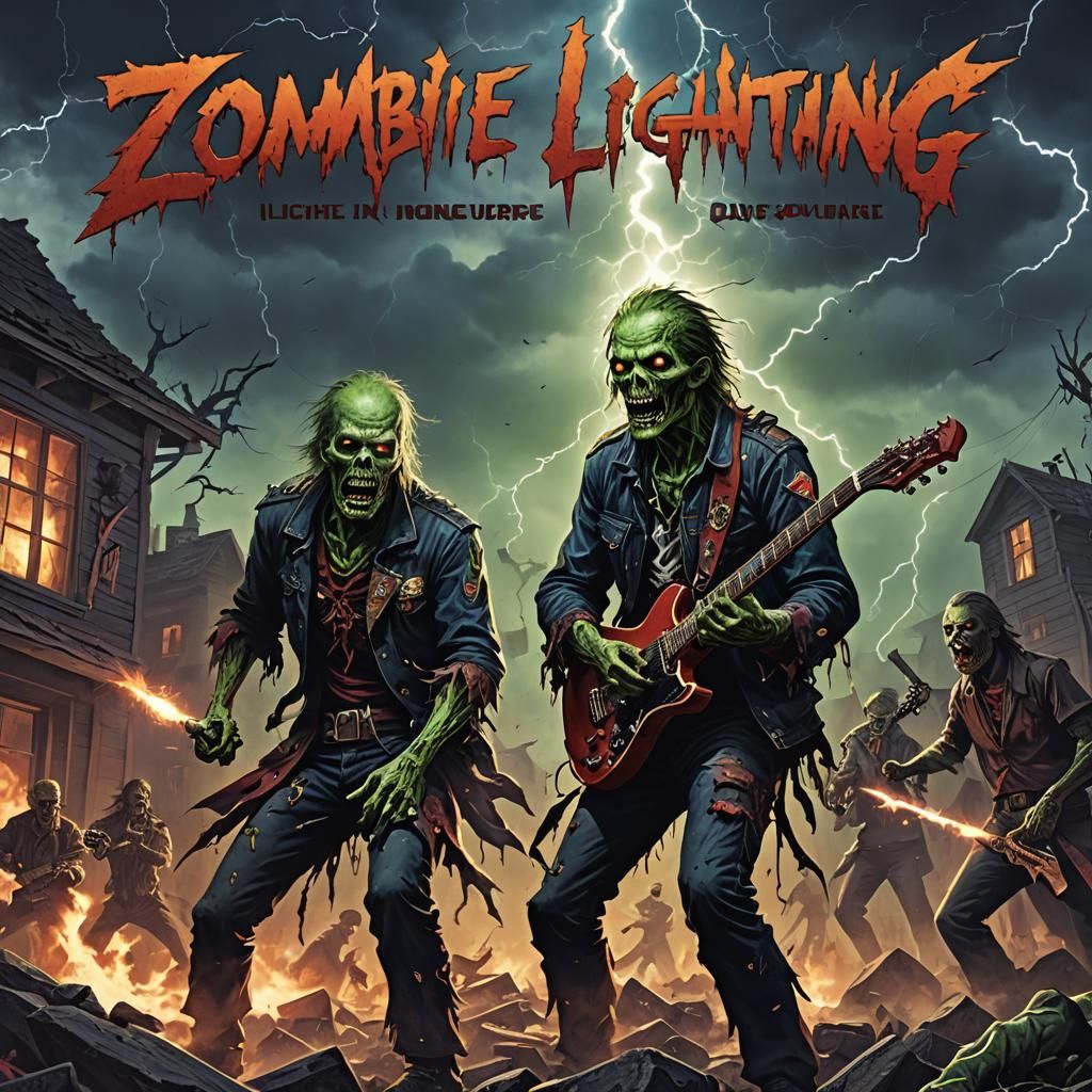 "Zombie Lightning" Death Metal Album Cover  by @KBunny001