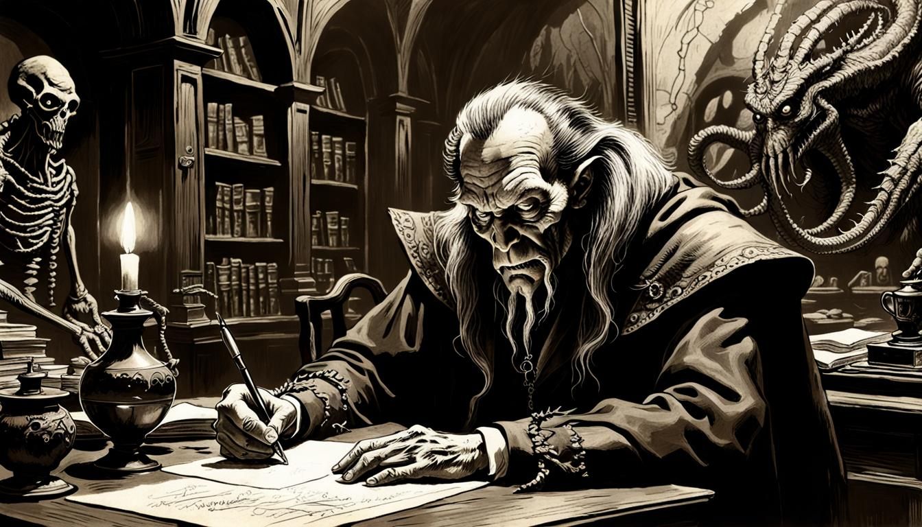 Mr. Szebasztian Kertesz; Sorcerer In His Study (Animated)