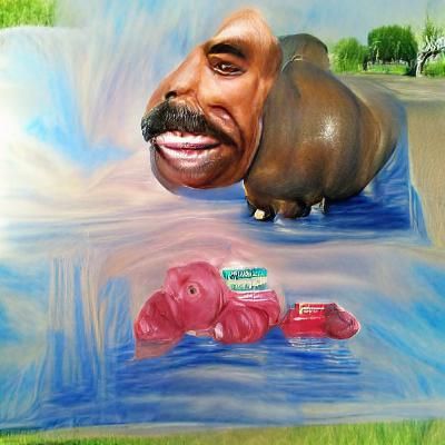Steve Harvey hippopotamus photorealism