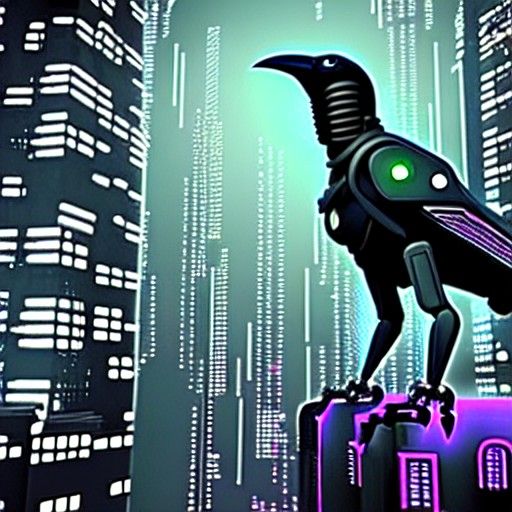 Robotic cyberpunk crow