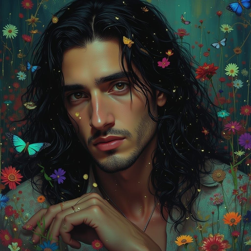 <lora:MisanthropyRemix:1.0>King of the fae, fairy king male character portrait colorful floral fairycore fantasycore whimsical Mark Brooks a...