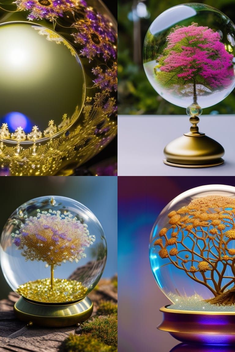 Insanely detailed and elaborate fractal flowers in a glass globe