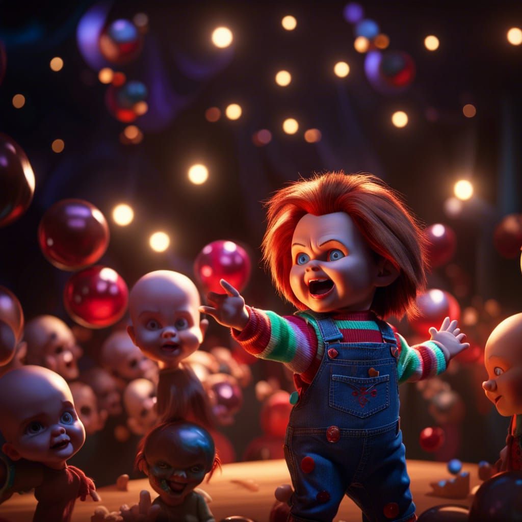 Chucky singing a song by Destiny Childs,  🎶🎵"I'm a survivor, I'm going to work harder I'm not gonna give up" 🎵 🎶    by @Renae 
