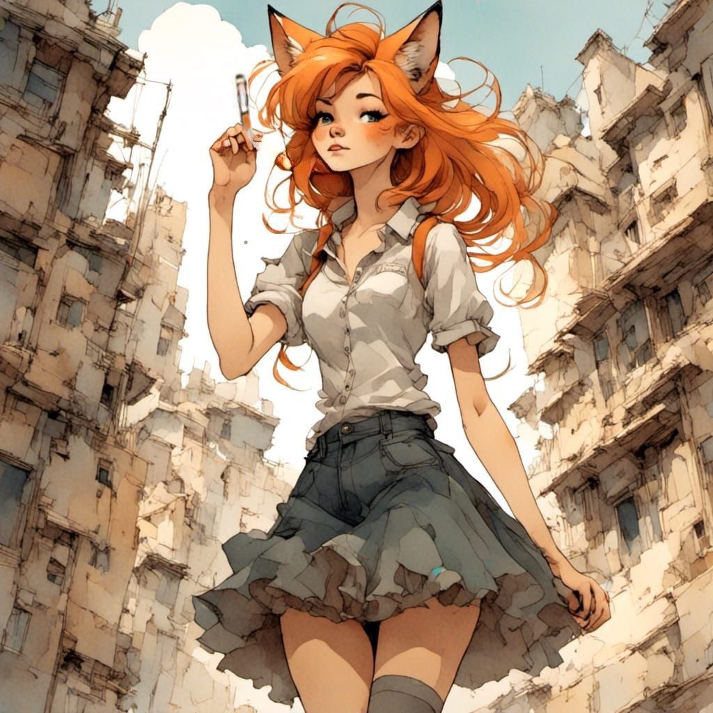 Adorable Fox-girl VIXEN..... smoking a cigarette!?