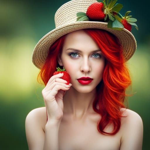 Strawberry girl 🍓 AI Generated Artwork NightCafe Creator