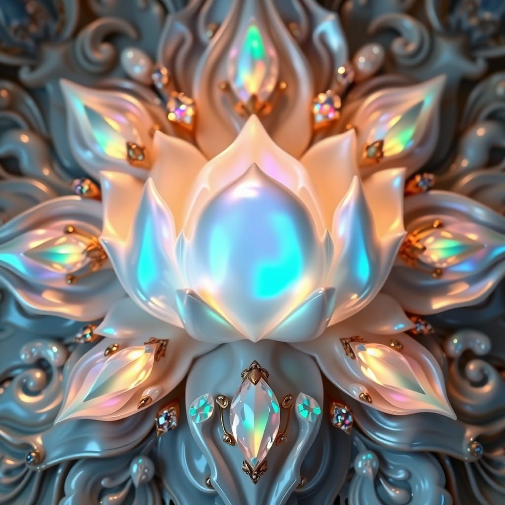 Luminous Lotus Realm in Opalescent Hues